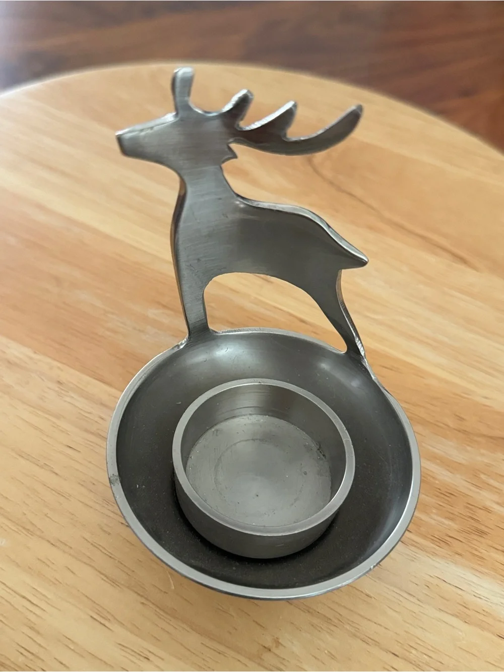Vintage Eddie Bauer Pewter Reindeer Votive Candle Holder